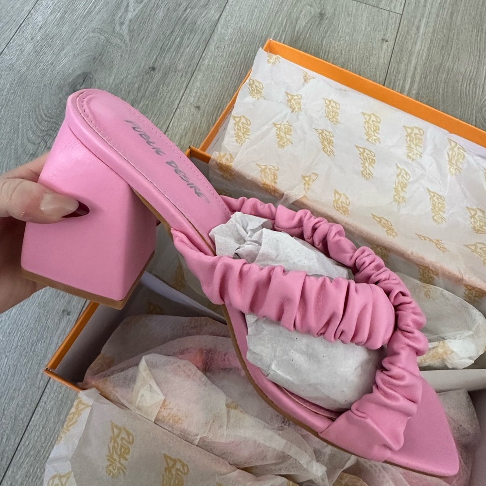 Public Desire Pink Ruffle Mules